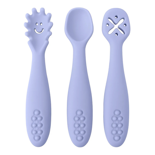 3PCS Silicone Baby Spoon Fork