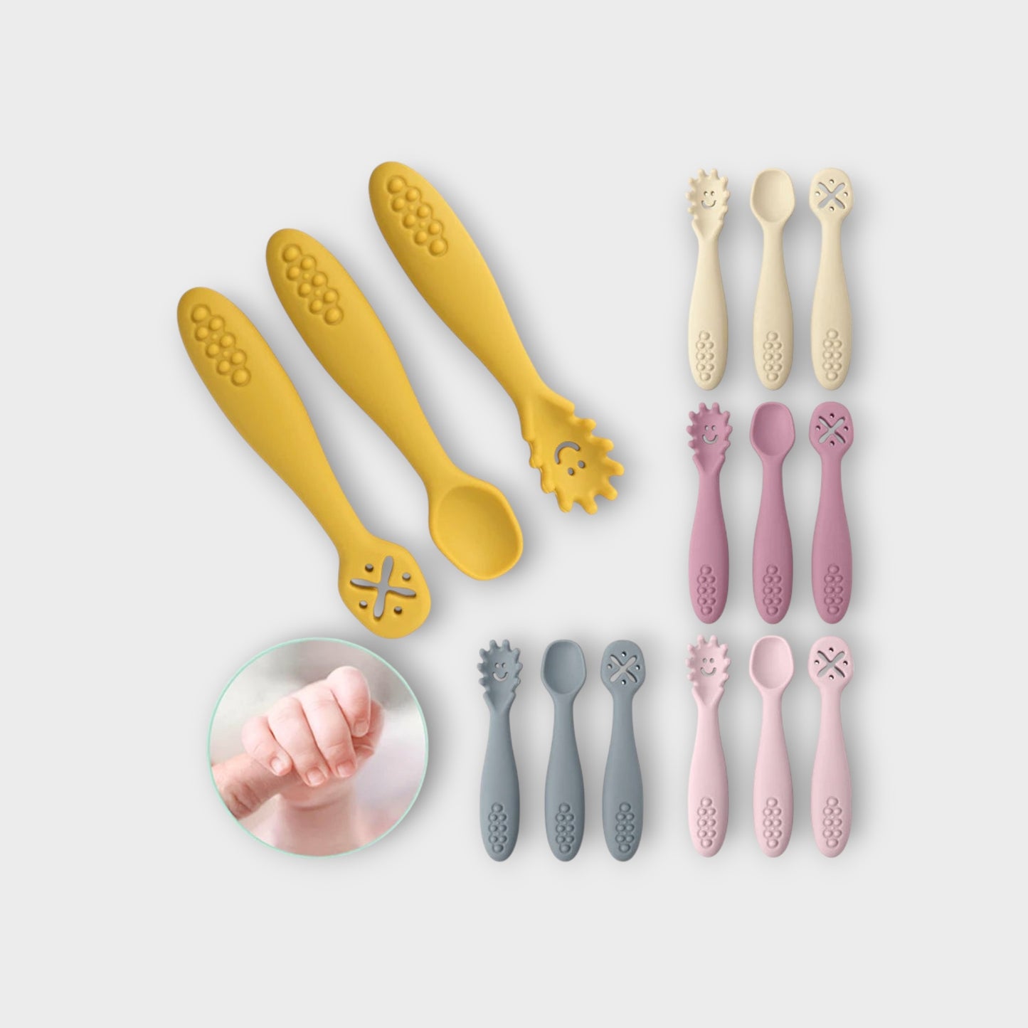 3PCS Silicone Baby Spoon Fork